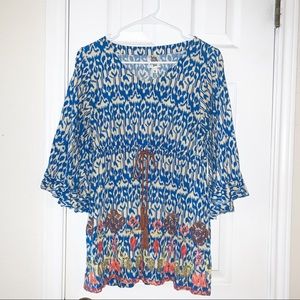 Ivy Jane Boho Embroidered Ruffle Sleeve Blouse S